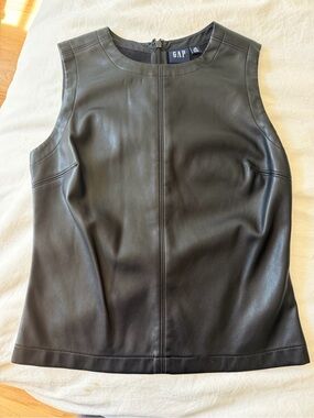 GAP Black Faux Leather Tank Top